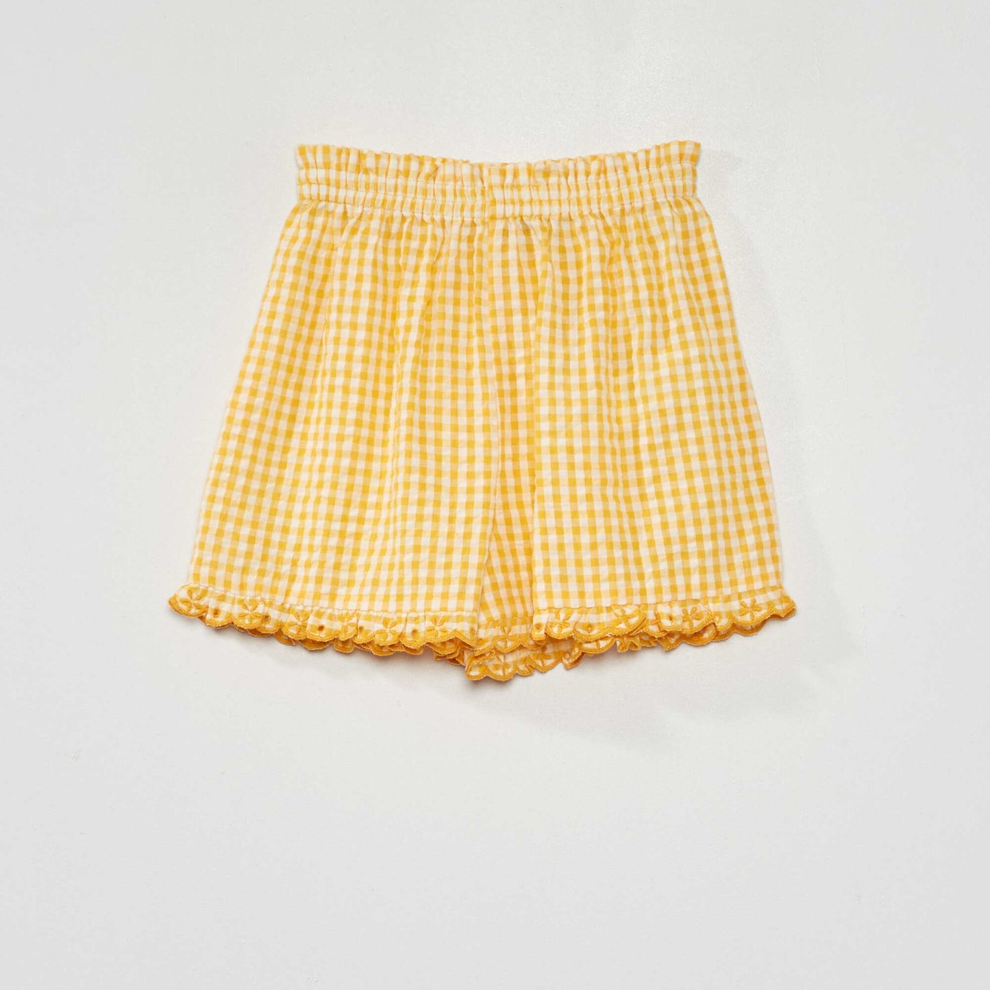 Short vichy et bords ondul s Jaune