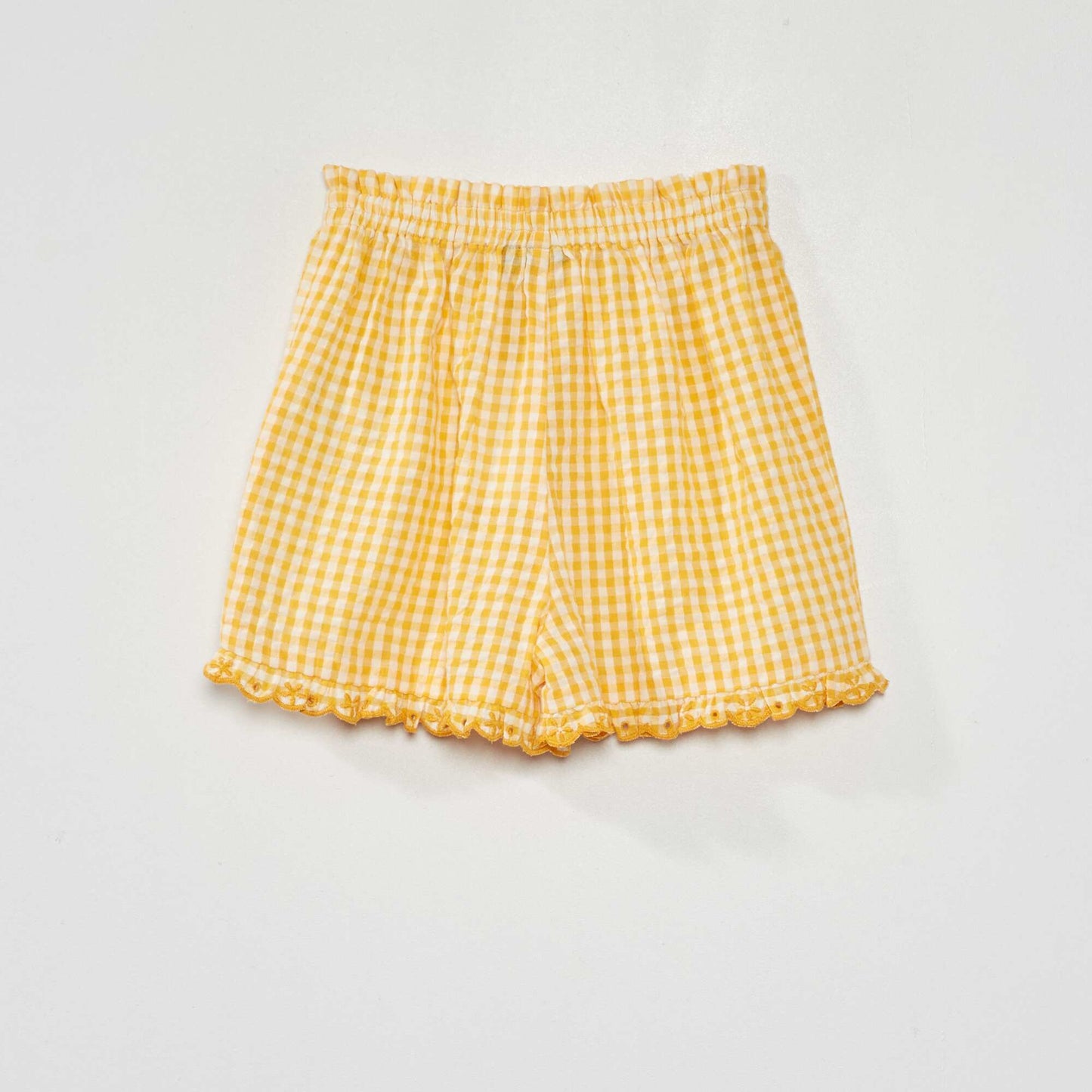 Short vichy et bords ondul s Jaune