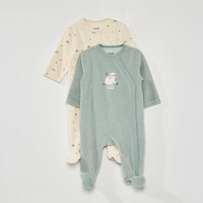 Lot de 2 dors-bien en velours - 2 pi ces Bleu