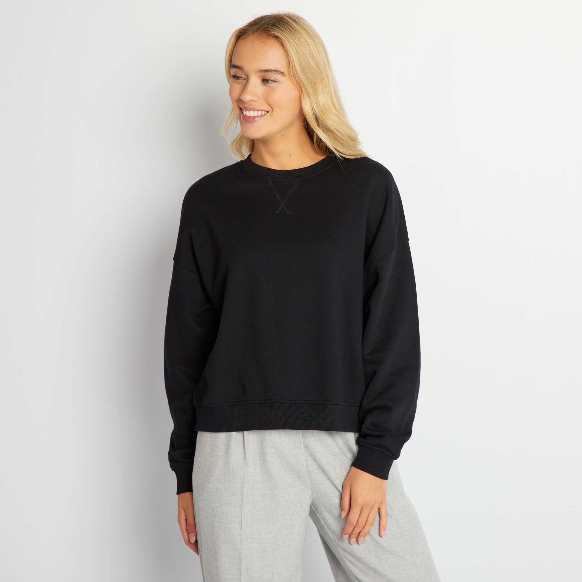 Sweat en molleton uni noir