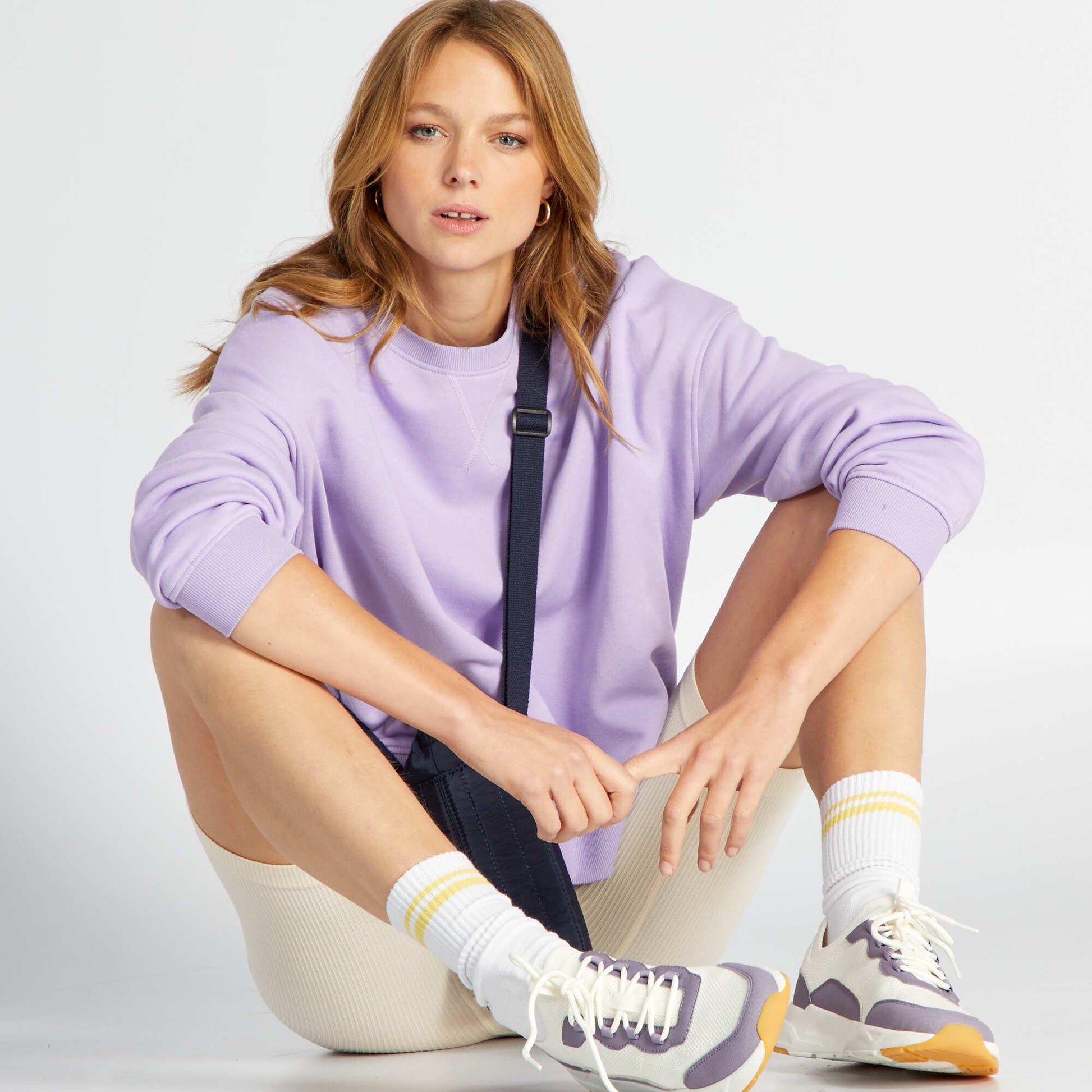 Sweat en molleton uni Lilas