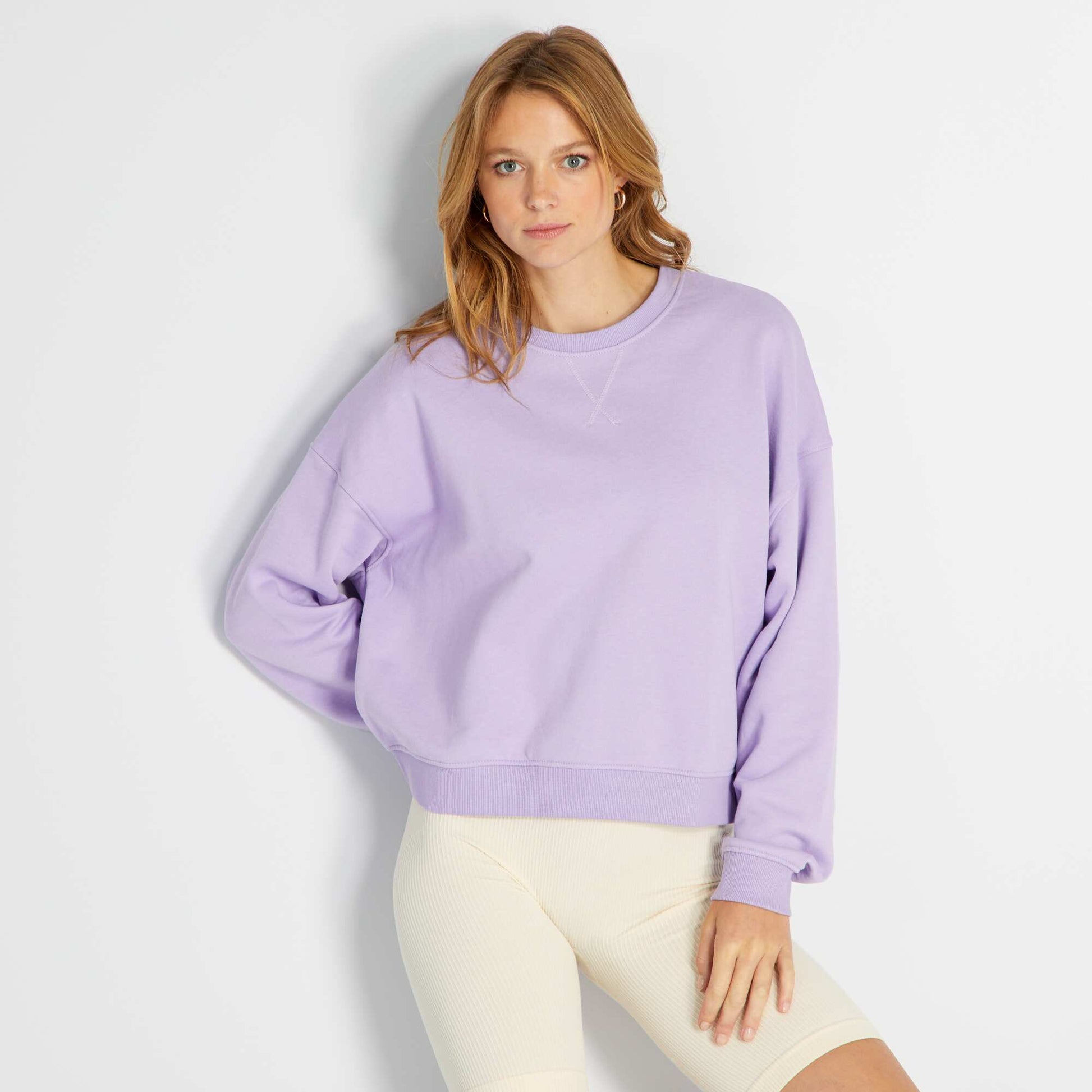 Sweat en molleton uni Lilas