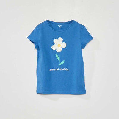 Tee-shirt imprim 'marguerite' Bleu