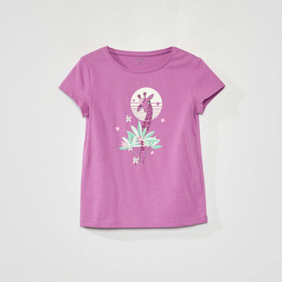 Tee-shirt imprim fantaisie 'girafe' Violet