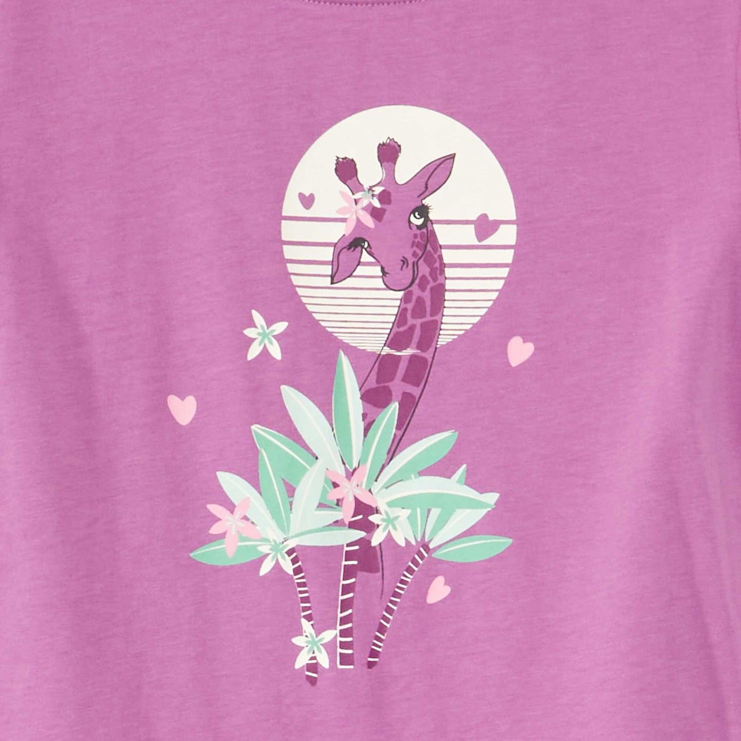 Tee-shirt imprim  fantaisie 'girafe' Violet