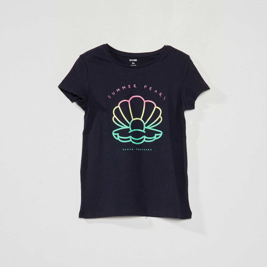 T-shirt en jersey avec motifs fantaisie Bleu marine