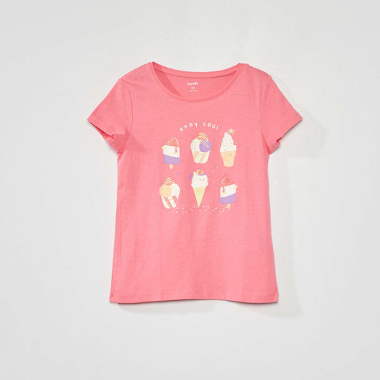 T-shirt en jersey avec motifs fantaisie Rose