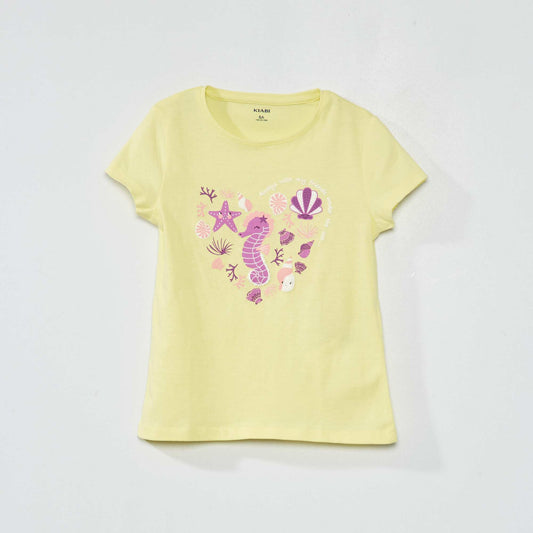 T-shirt en jersey avec motifs fantaisie Jaune 'hippocampe'