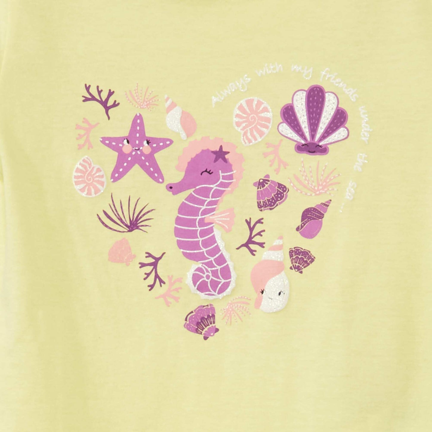 T-shirt en jersey avec motifs fantaisie Jaune 'hippocampe'