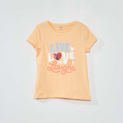 T-shirt en jersey avec motifs fantaisie Orange clair