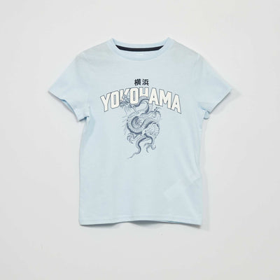 T-shirt en jersey manches courtes BLEU