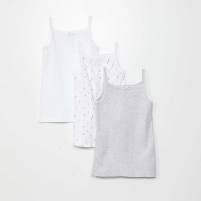 Lot de 3 d bardeurs en maille pointelle Blanc/gris