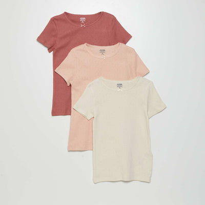 Lot de 3 t-shirts en maille pointelle Rose