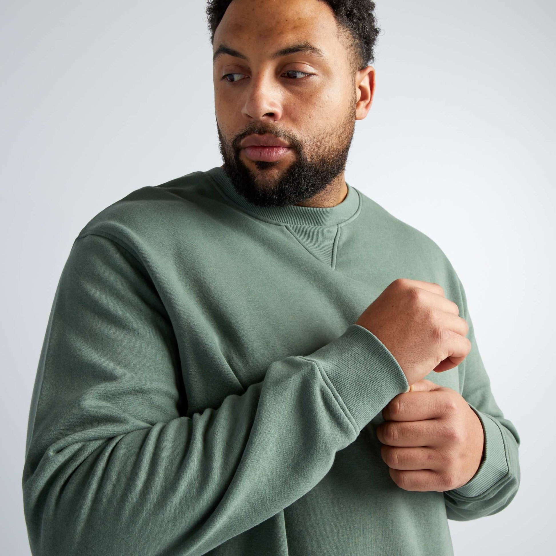 Sweat col rond en molleton Vert