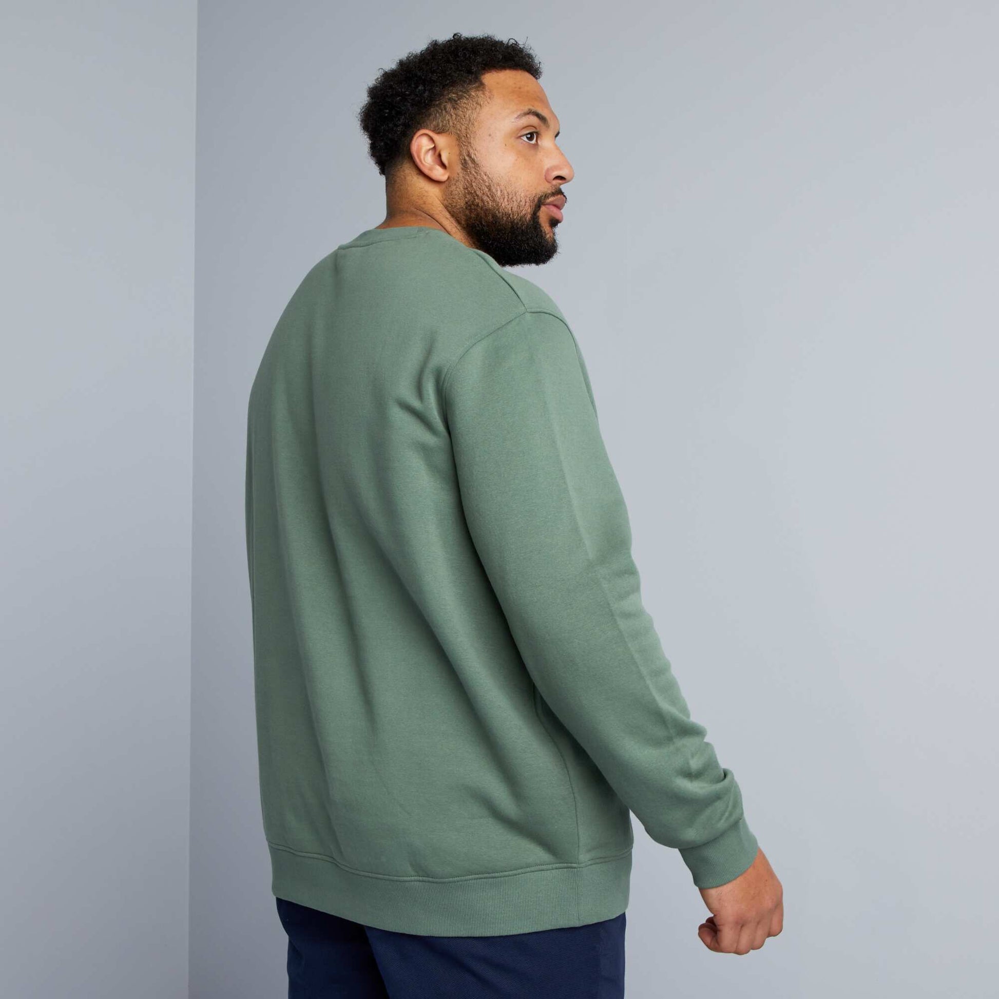 Sweat col rond en molleton Vert