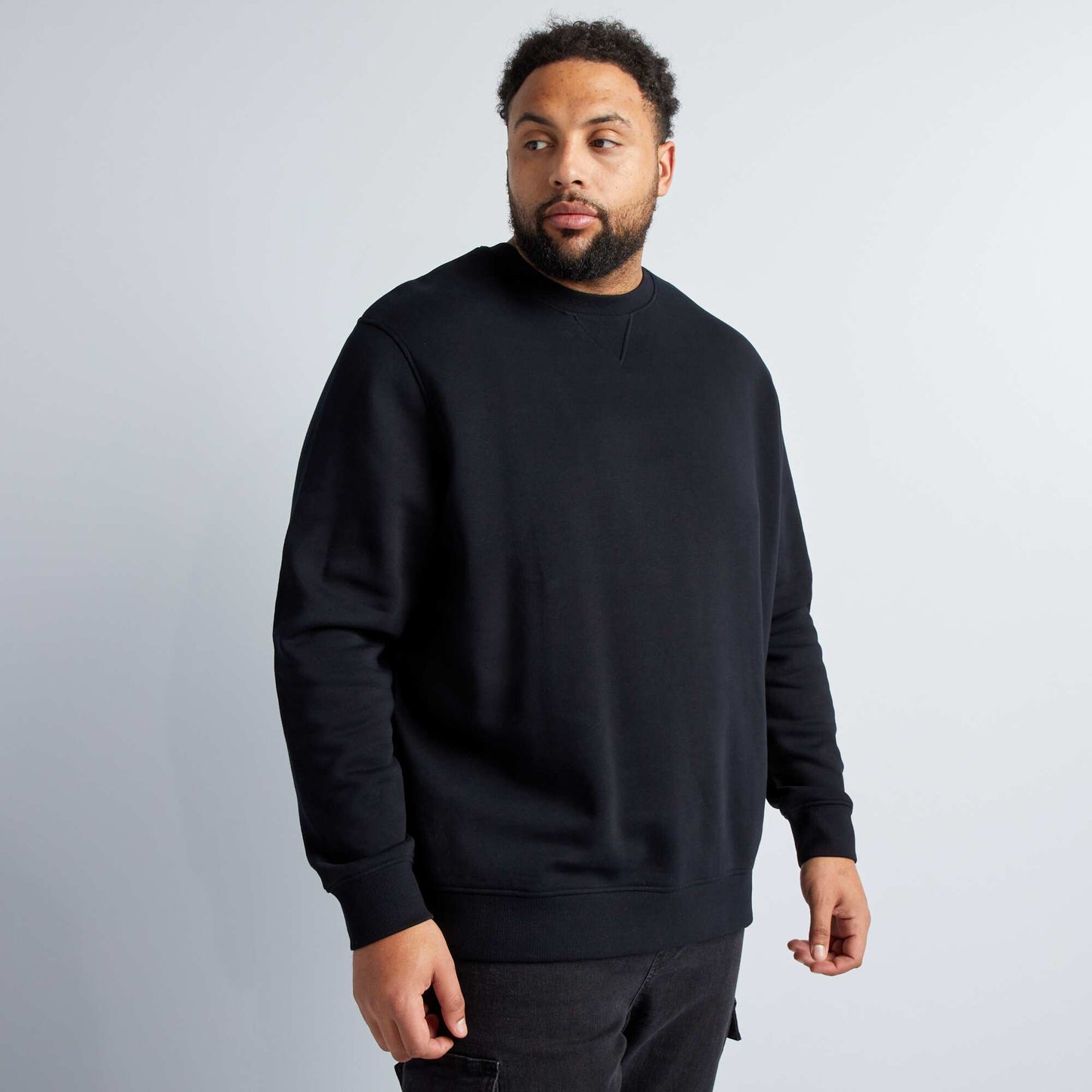 Sweat col rond en molleton noir
