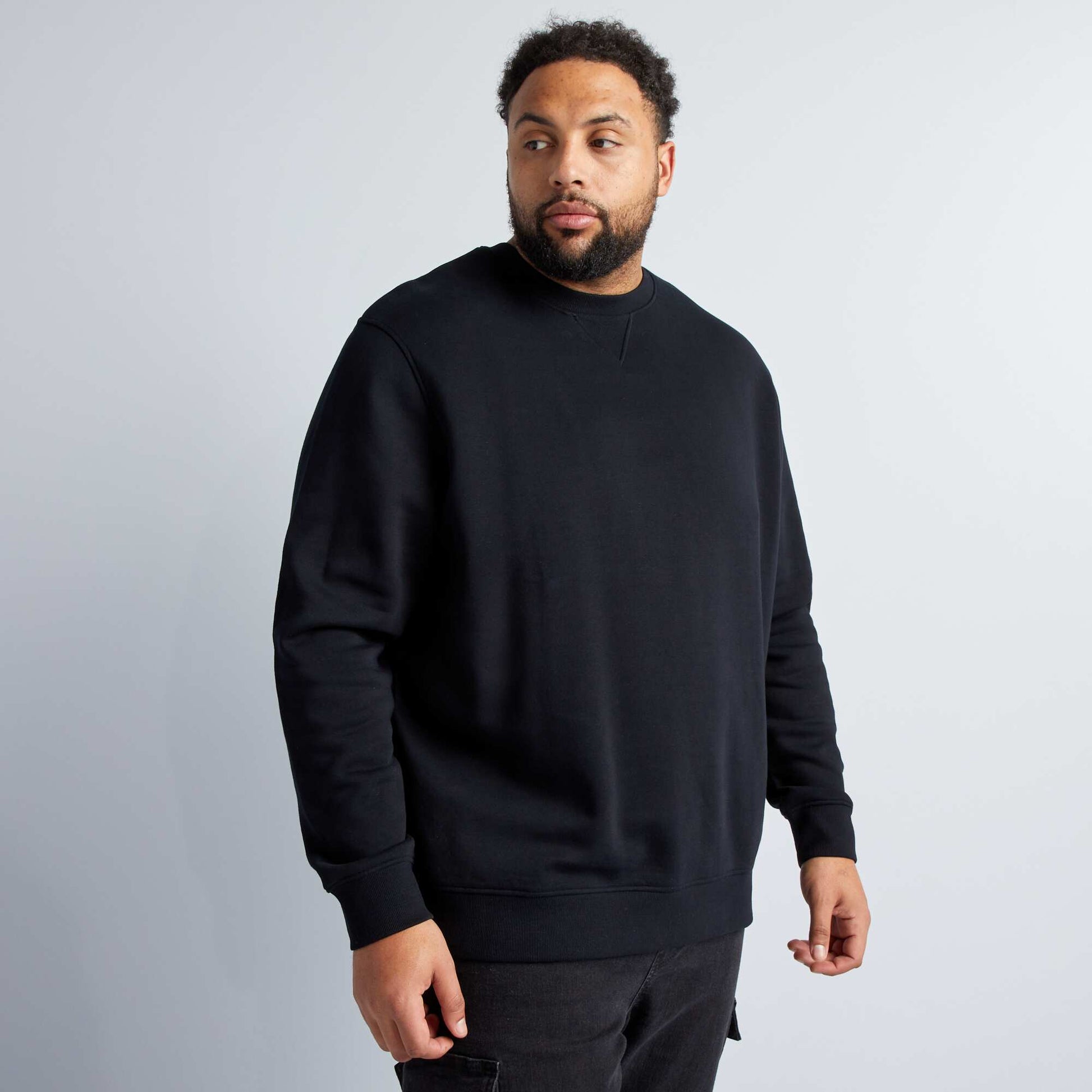 Sweat col rond en molleton noir
