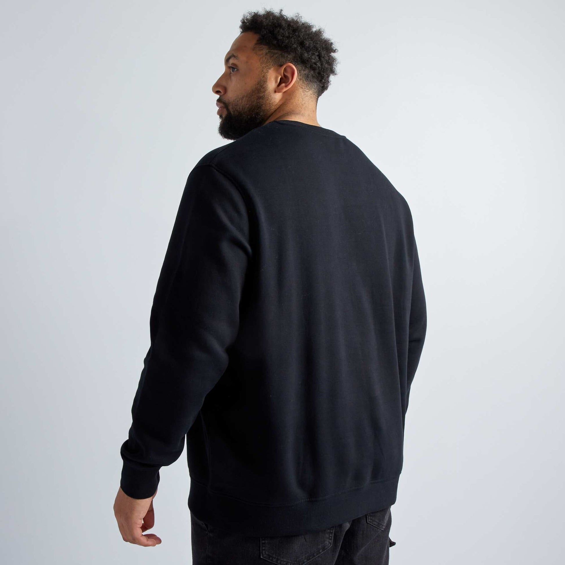 Sweat col rond en molleton noir