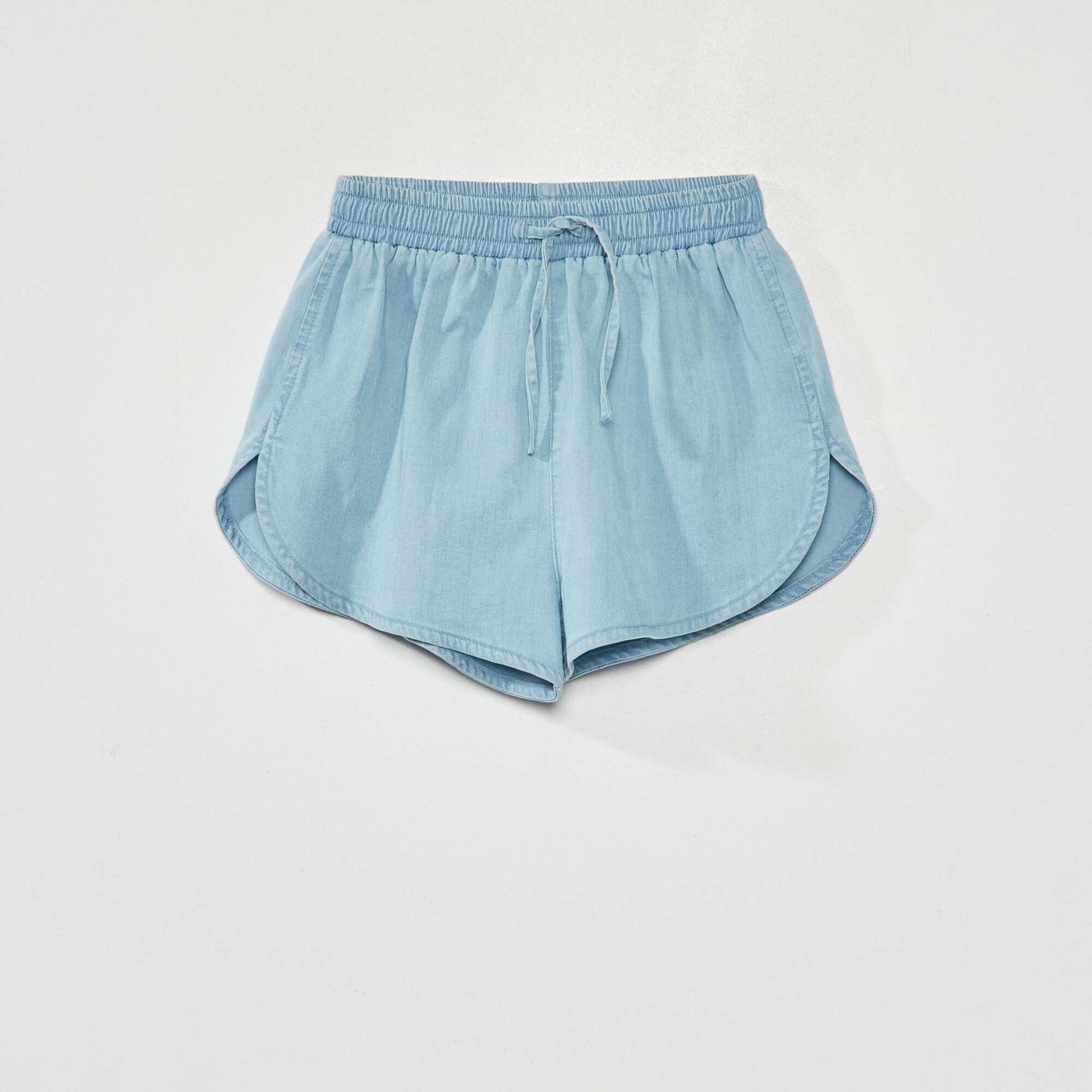 Short ample en tencel Bleu denim
