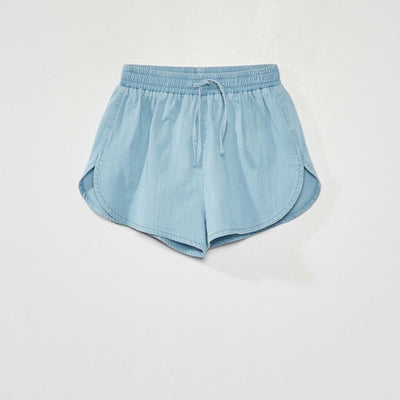 Short ample en tencel Bleu denim