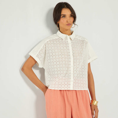 Chemise avec broderie blanc