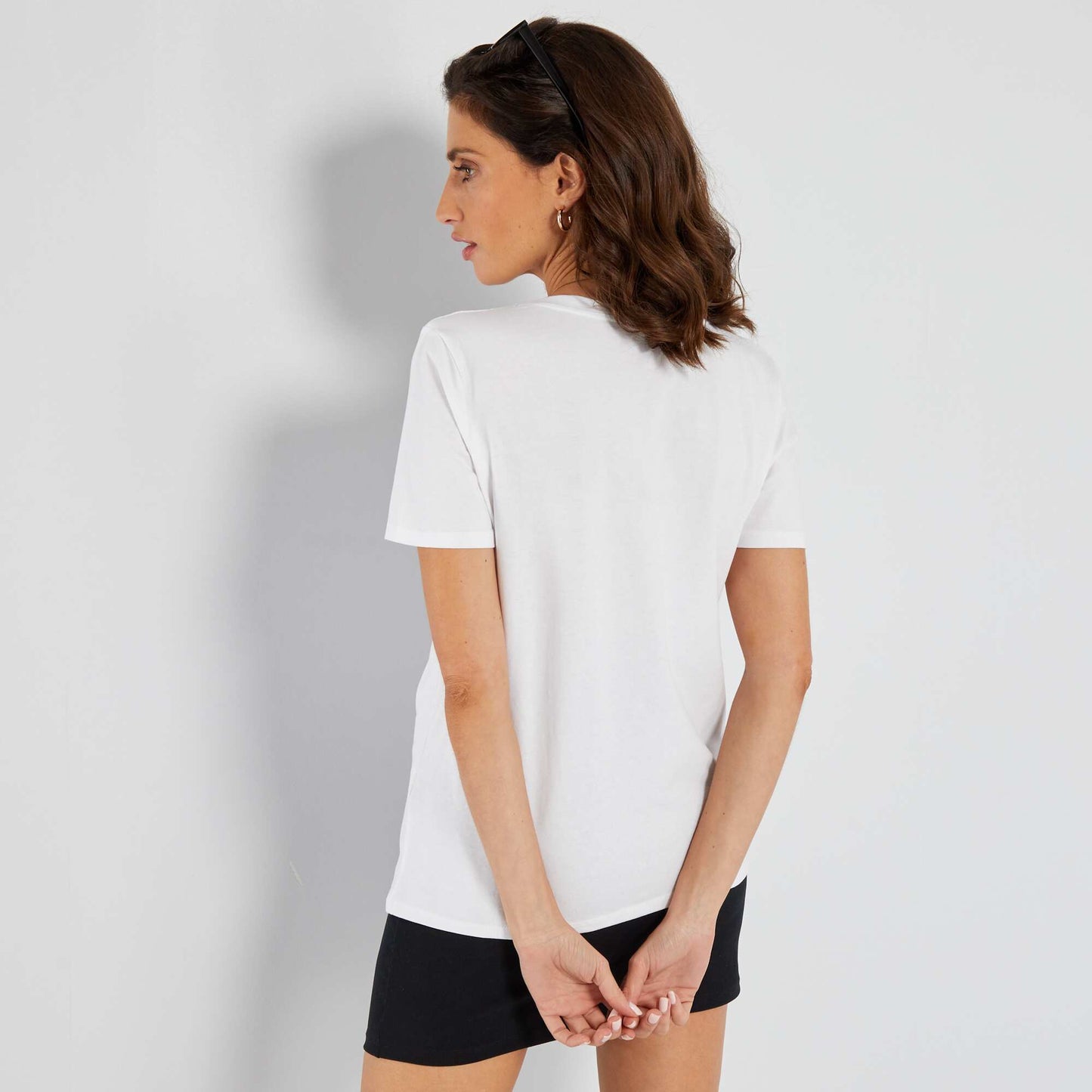 T-shirt en maille jersey col rond blanc
