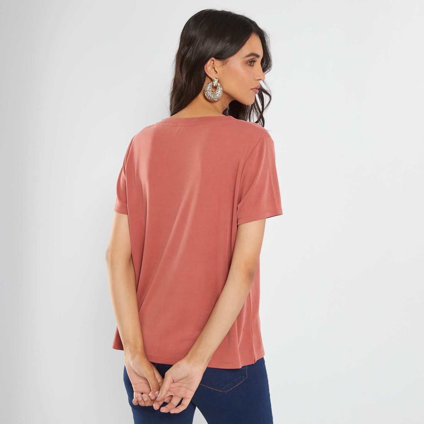 T-shirt manches courtes mati re douce Rouge