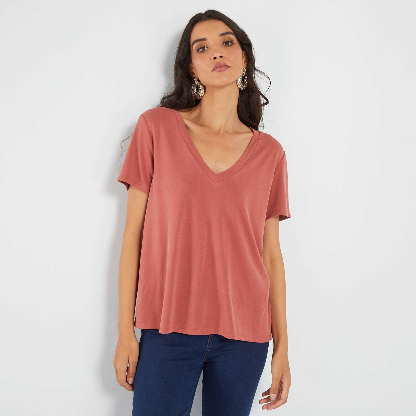 T-shirt manches courtes mati re douce Rouge