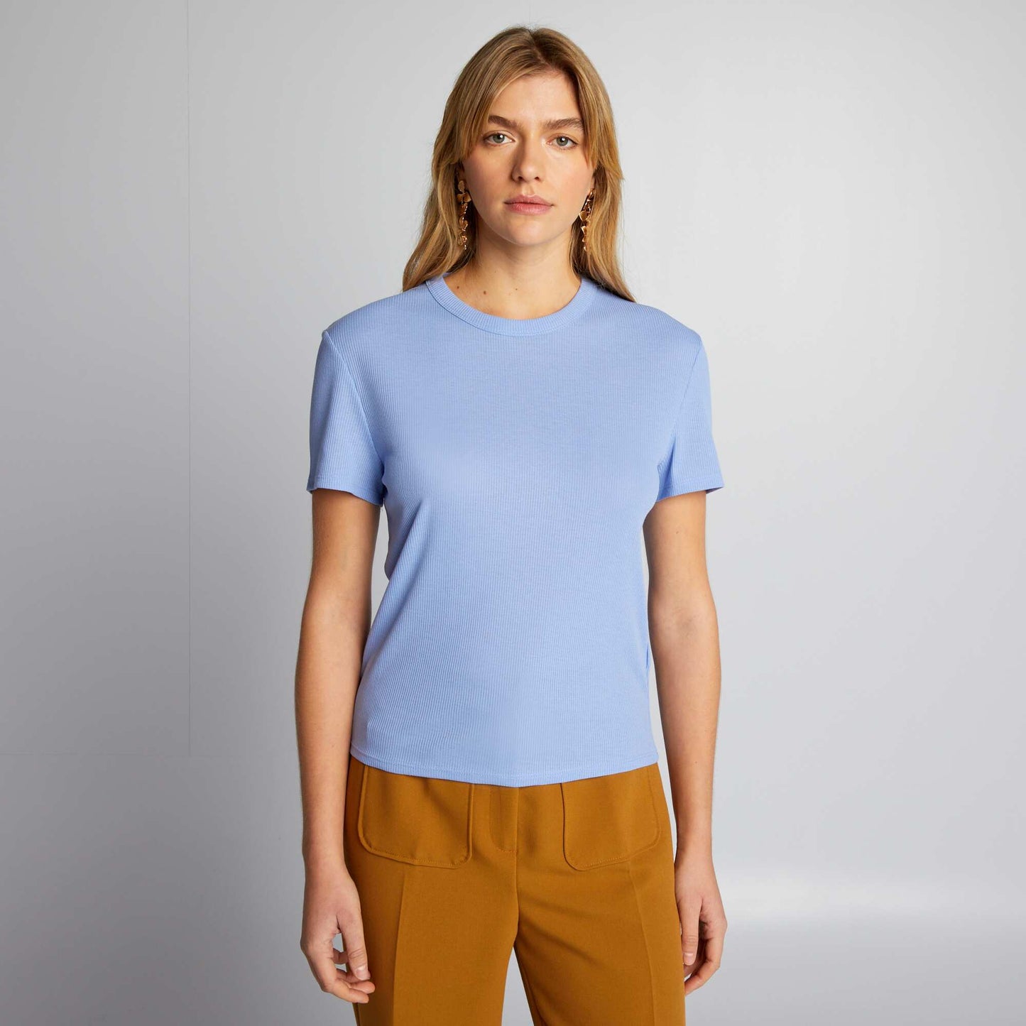 Tee-shirt en maille c tel  Bleu