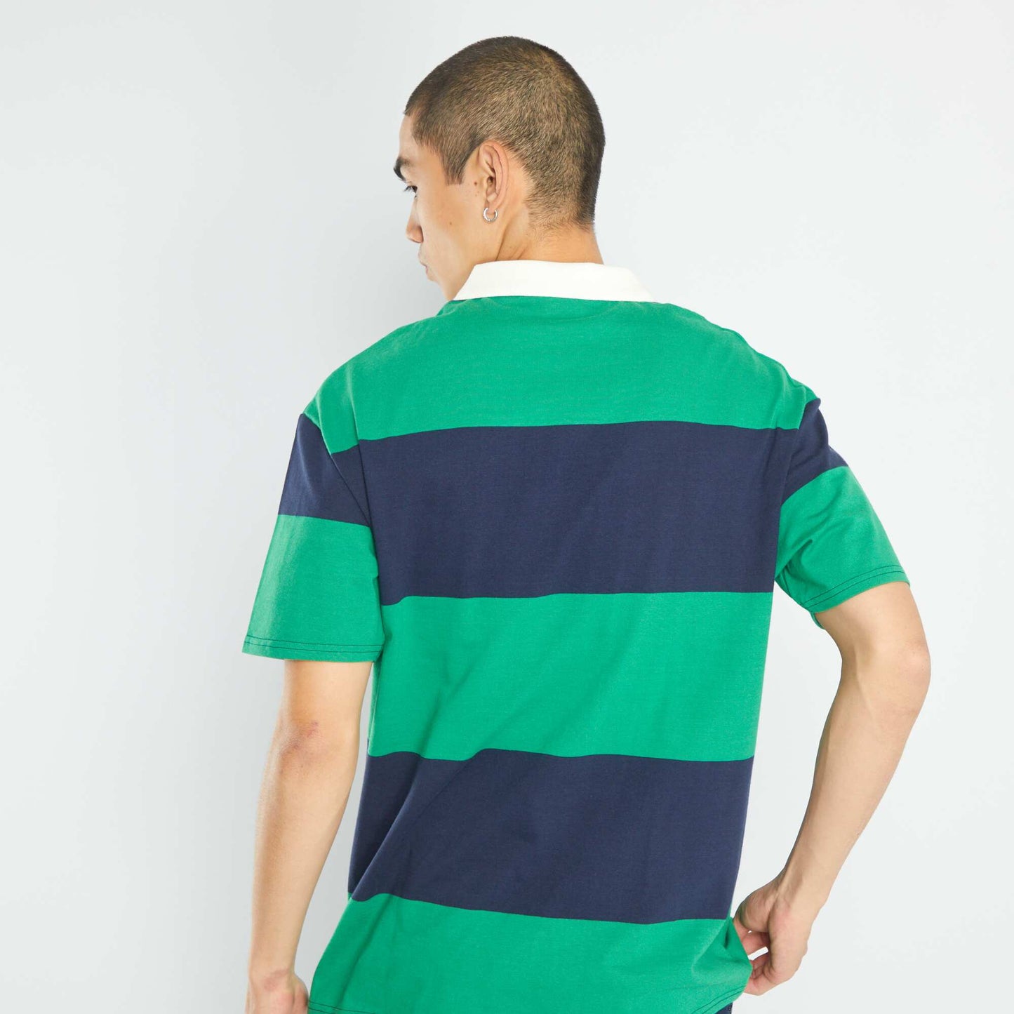 Polo rayures en jersey Vert/bleu
