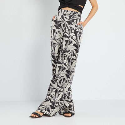 Pantalon large motif Noir