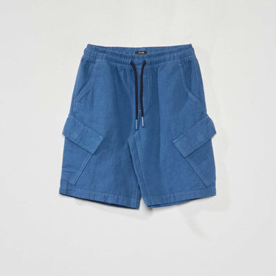 Bermuda en coton et lin Bleu marine