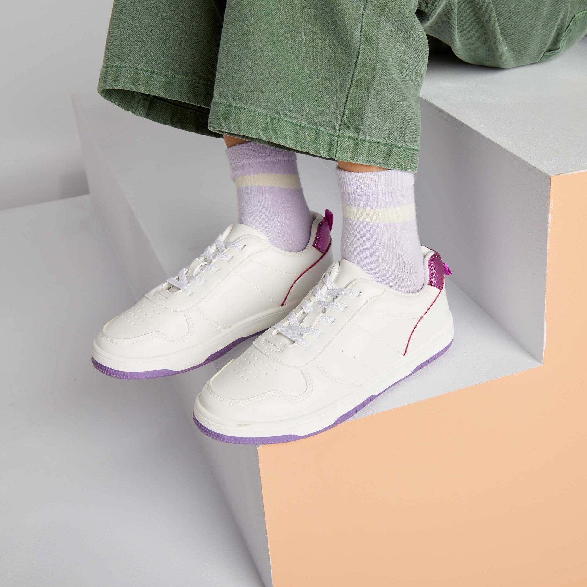 Baskets basses tricolore Blanc/violet