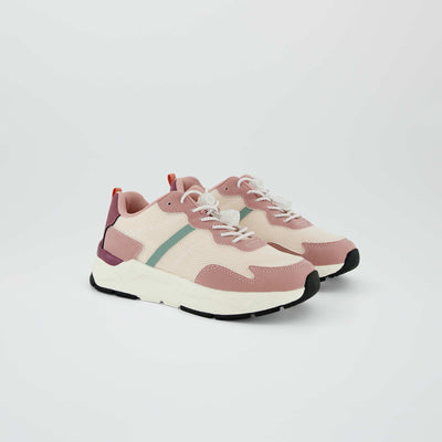 Baskets tricolore type running Rose