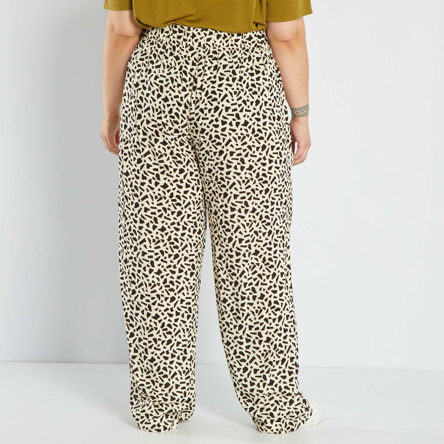 Pantalon fluide imprim Blanc/noir