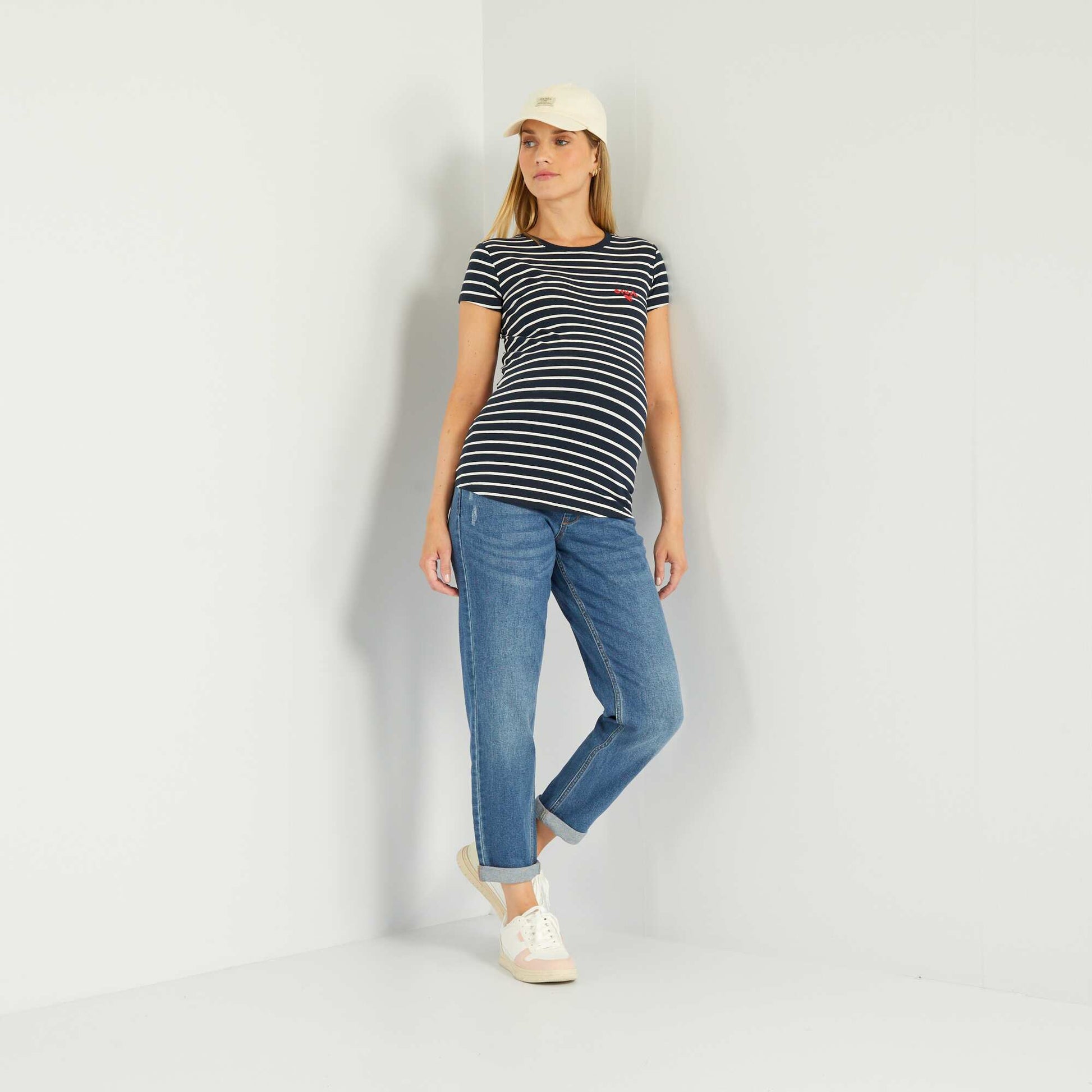 Jean mom grossesse stretch Bleu