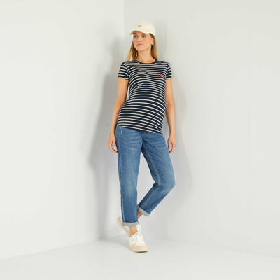 Jean mom grossesse stretch Bleu