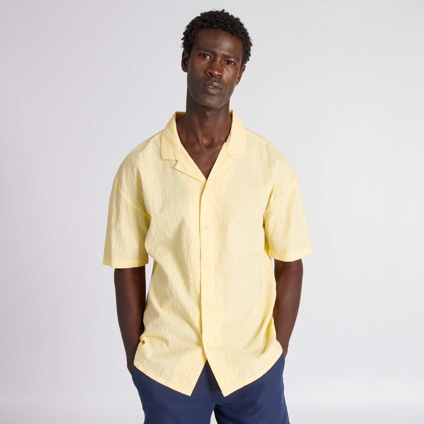 Chemise en tissu gaufr e Jaune