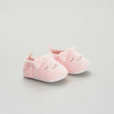 Chaussons b b en velours Rose