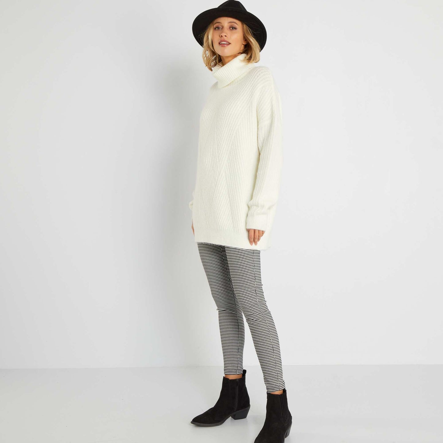 Pull long en maille Blanc