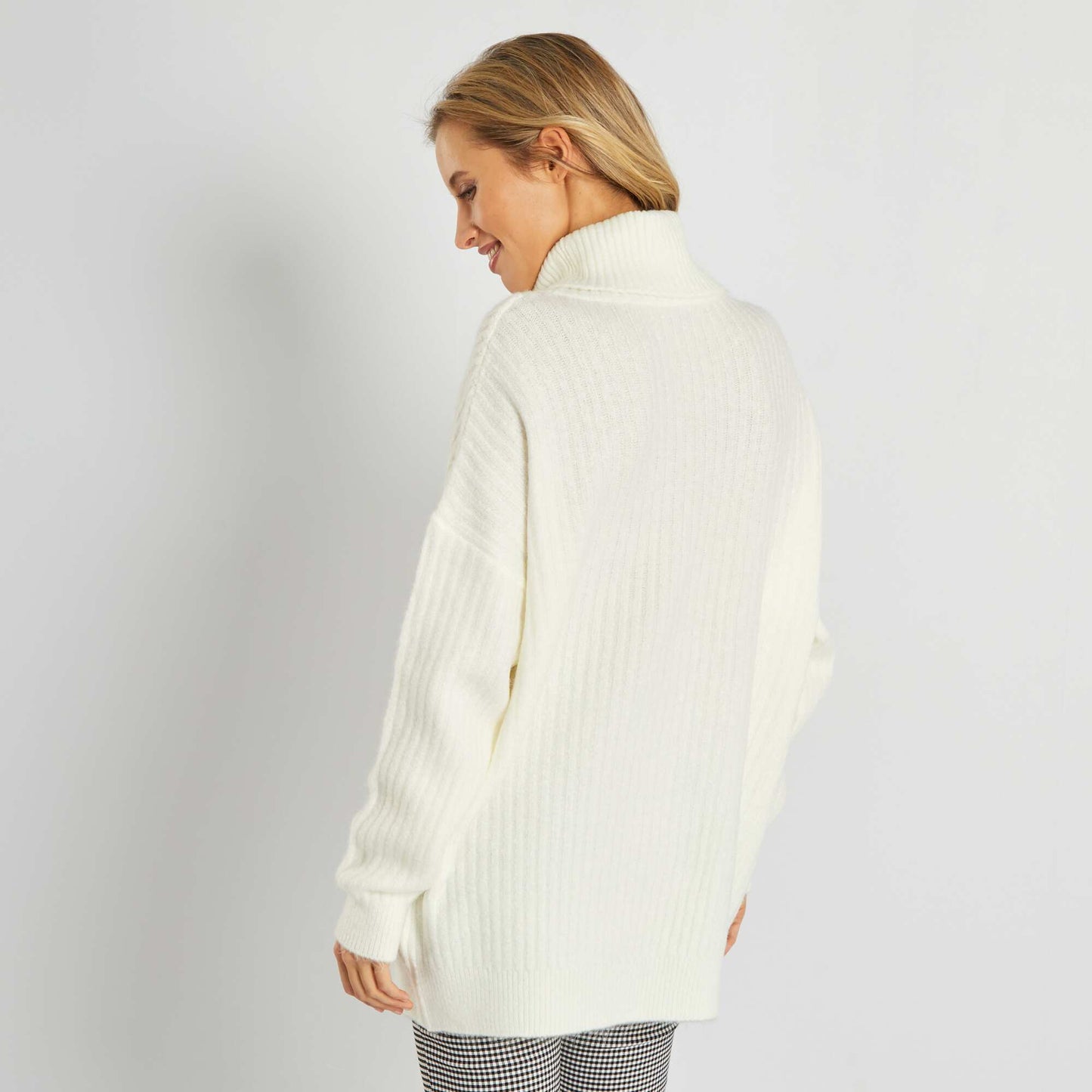 Pull long en maille Blanc