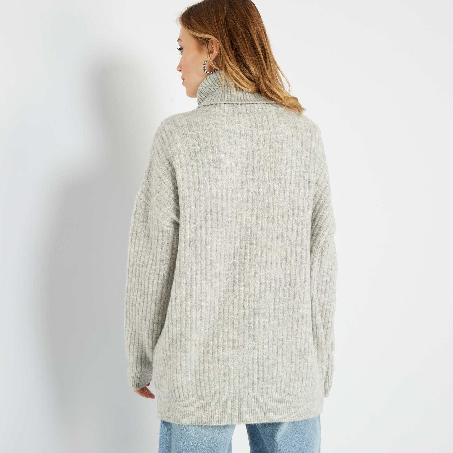 Pull long en maille Gris