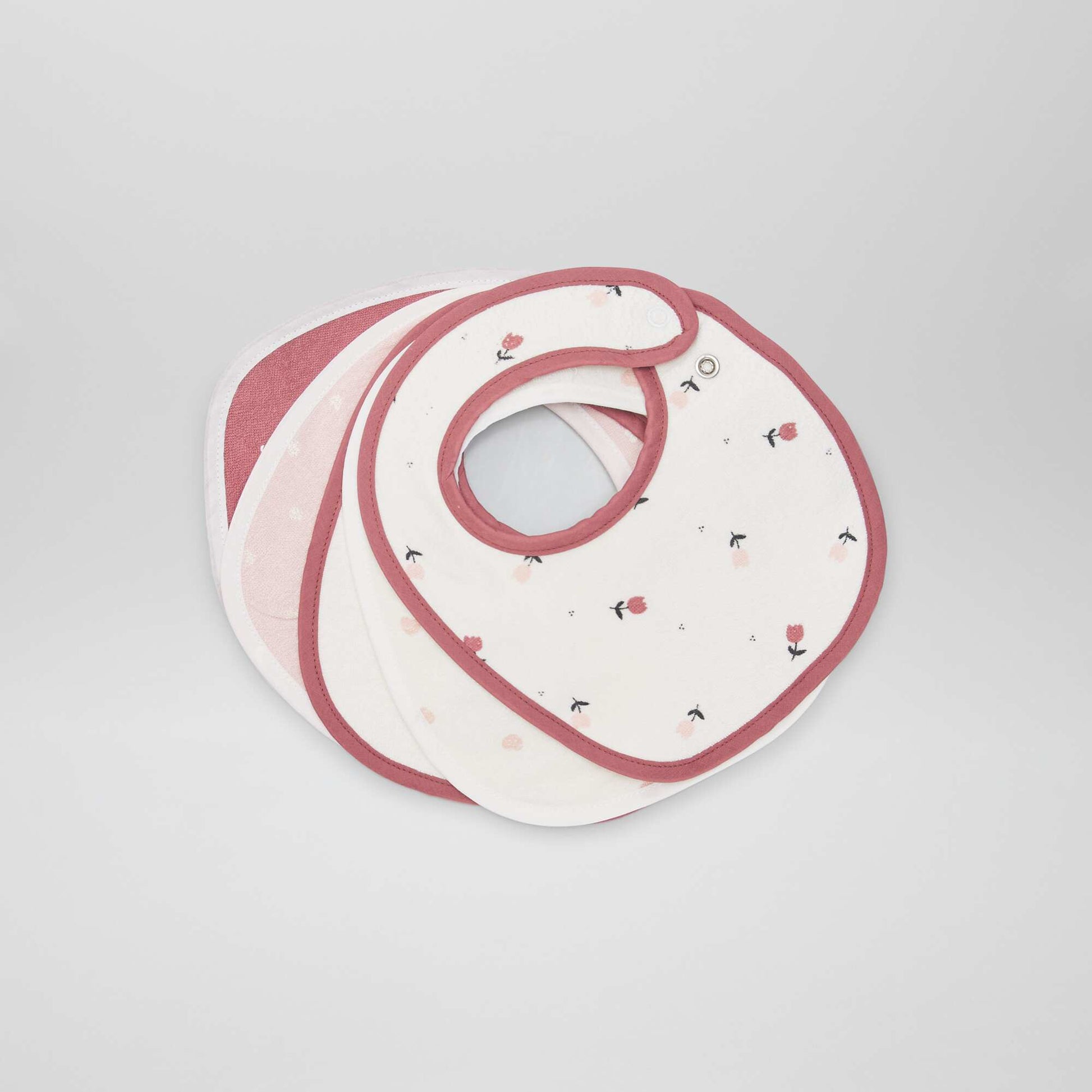 Lot de 5 bavoirs en ponge Rose