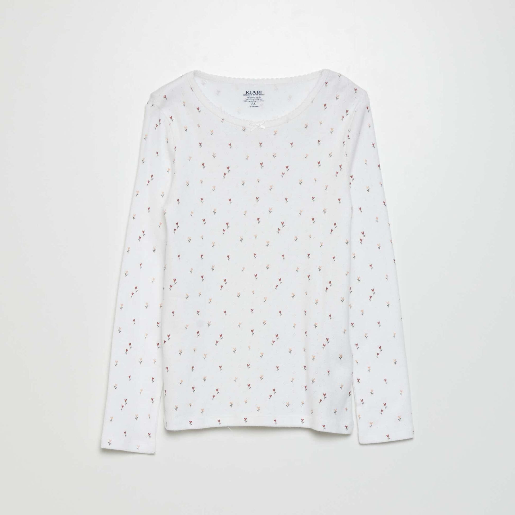 T-shirt en maille pointelle Blanc/gris
