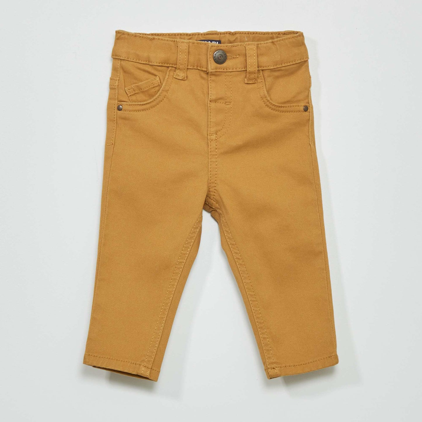 Pantalon slim en twill avec taille ajustable Beige
