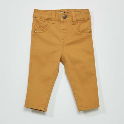 Pantalon slim en twill avec taille ajustable Beige
