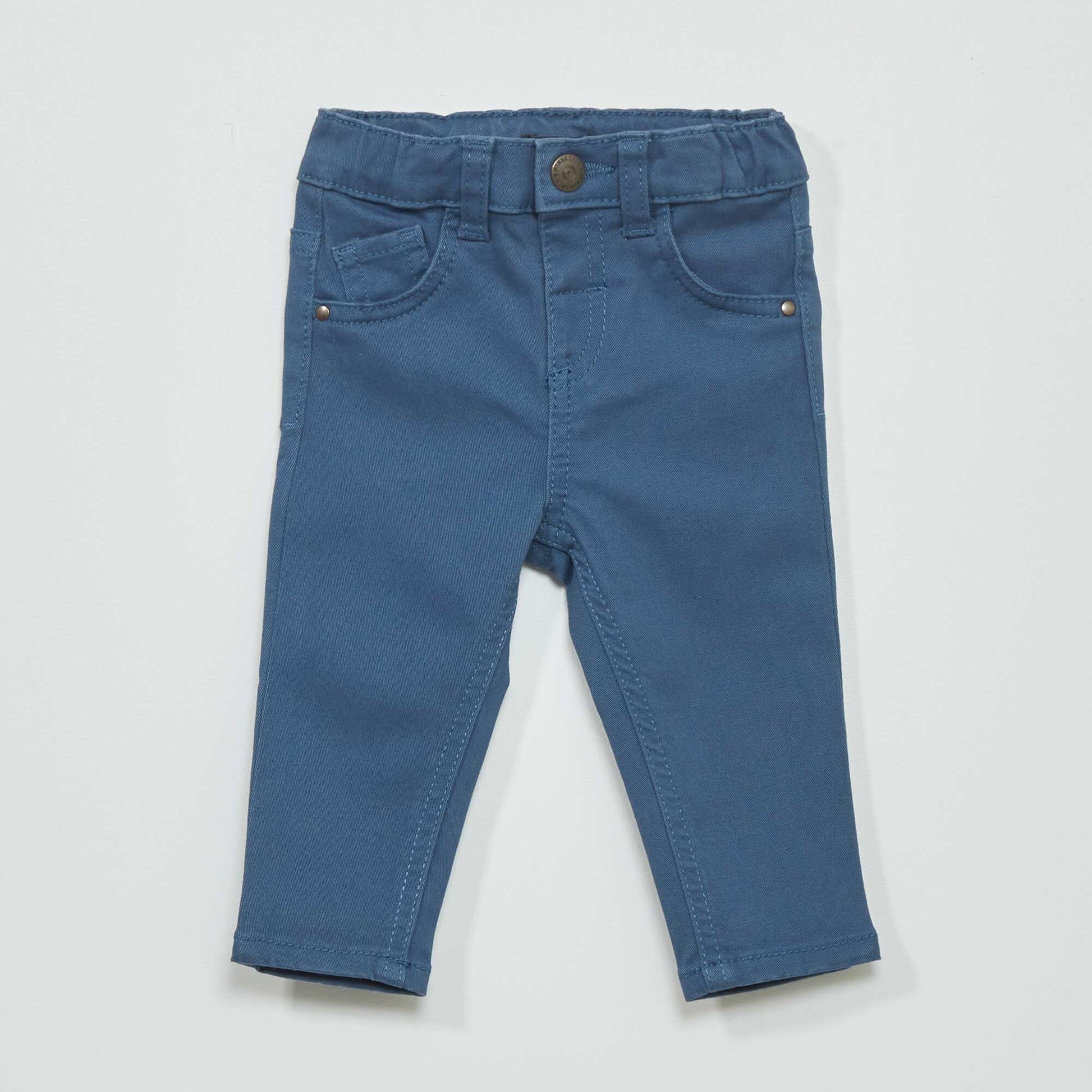 Pantalon slim en twill avec taille ajustable Bleu marine