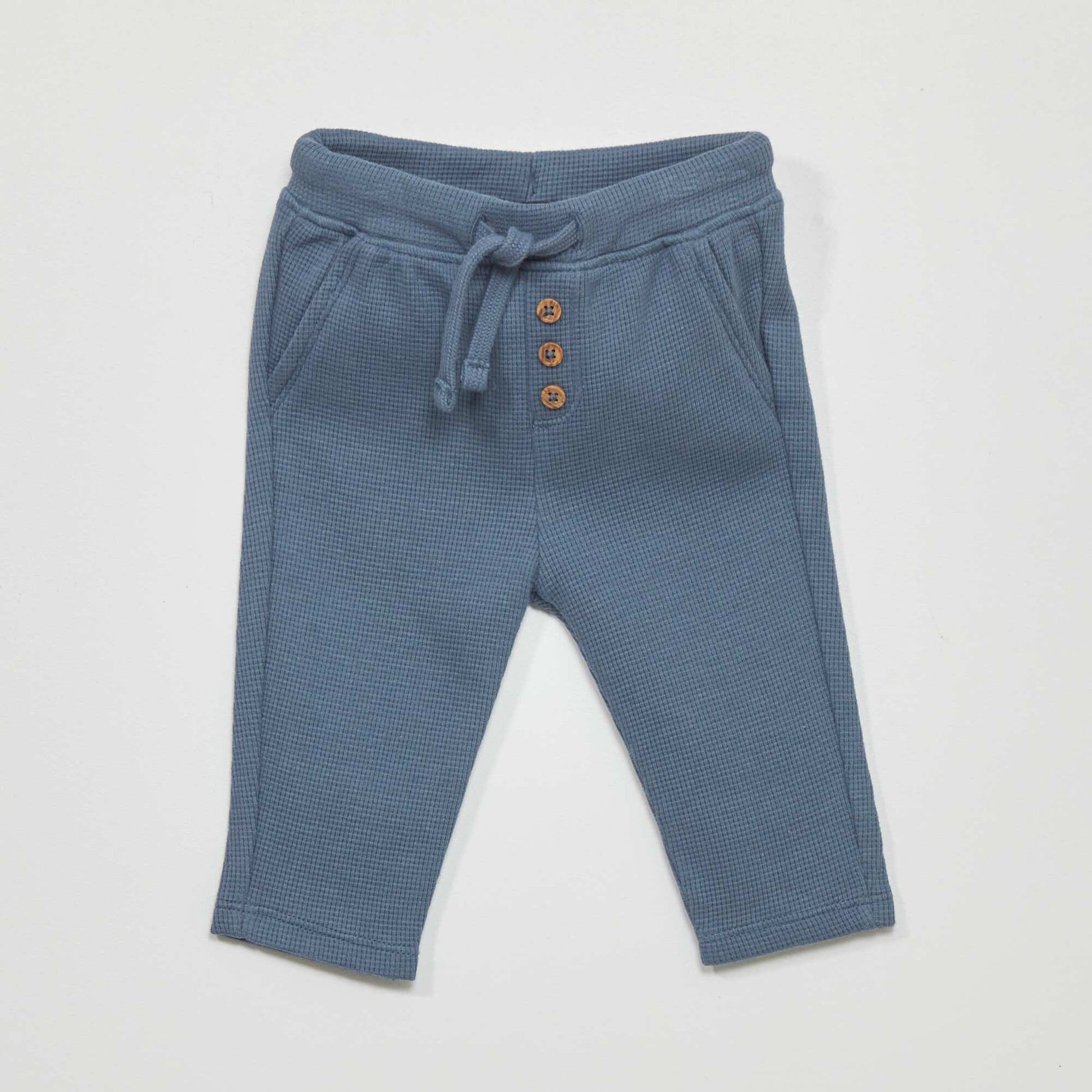 Pantalon de jogging en maille gaufr e Bleu