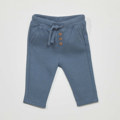 Pantalon de jogging en maille gaufr e Bleu