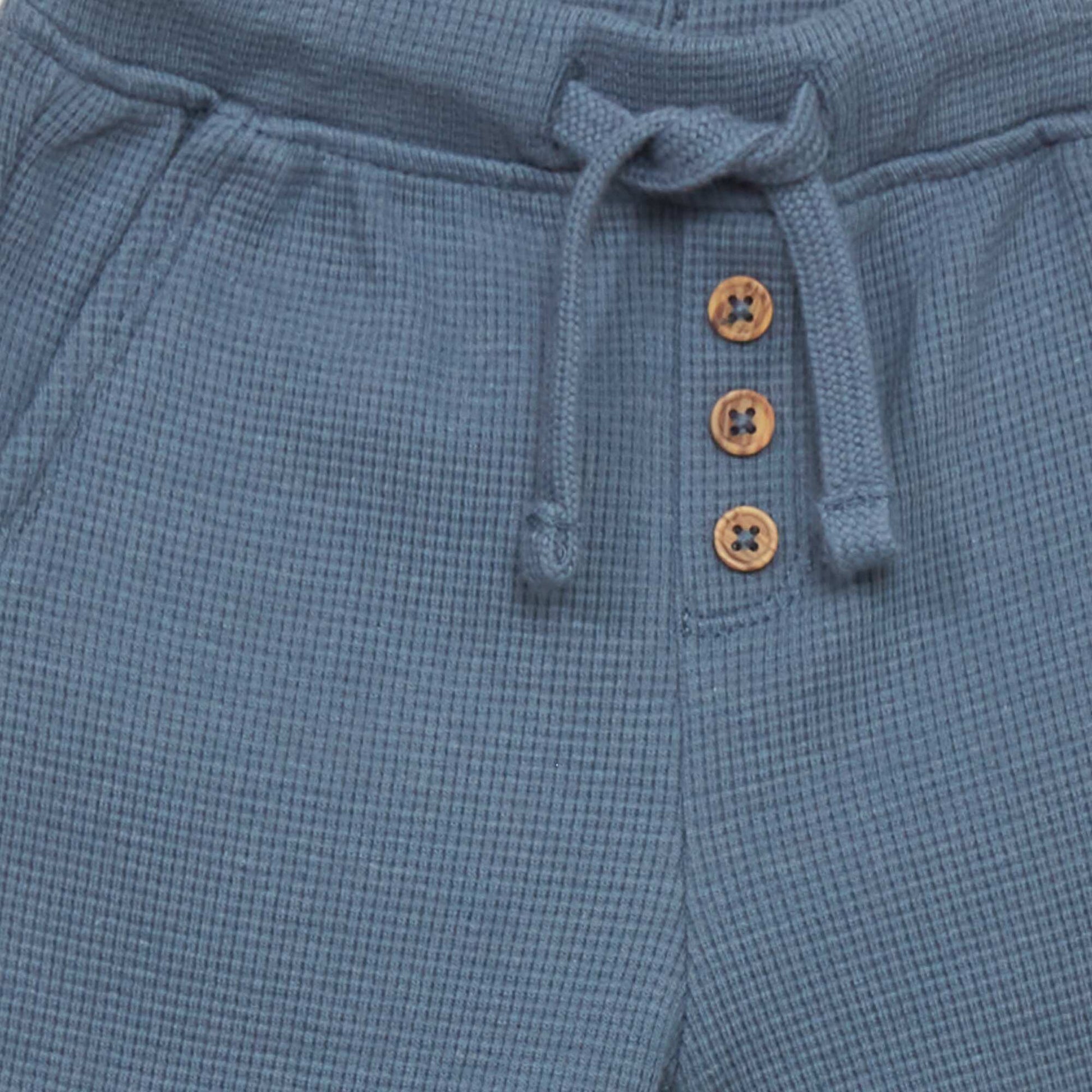 Pantalon de jogging en maille gaufr e Bleu